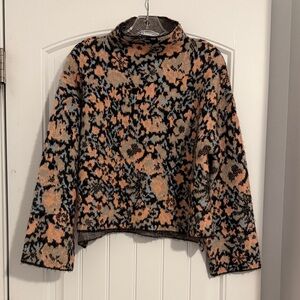 Zara Women's Black and Pink Patterned Sweater